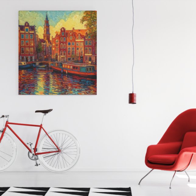 Amsterdam canal houses van Gogh style Poster (Creator Uploaded)