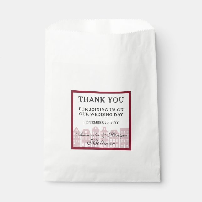 Amsterdam Canal Row Houses Dutch Wedding Thank You Favour Bags (Front)
