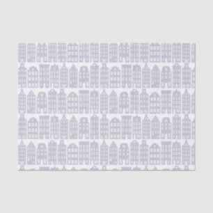 Amsterdam Canal Row Houses Light Blue Pattern Tissue Paper