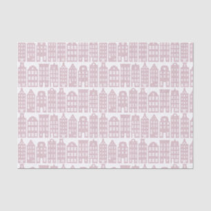 Amsterdam Canal Row Houses Light Red White Pattern Tissue Paper