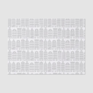 Amsterdam Canal Row Houses Silver & White Pattern Tissue Paper