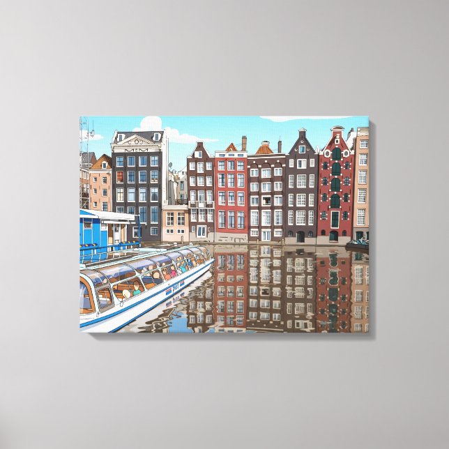 Amsterdam canal side houses canvas print (Front)