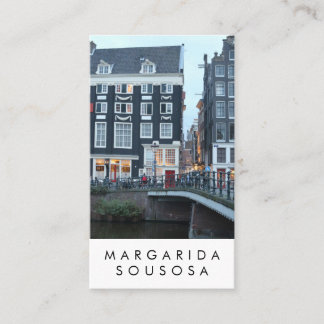 Amsterdam Canal Twilight Photo Travel Tourism Business Card