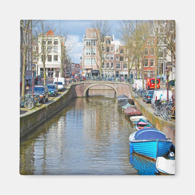 Amsterdam Canal with boats Magnet (Front)