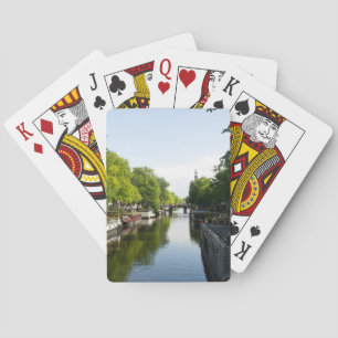 Amsterdam Canal with Houseboats Travel Photography Playing Cards