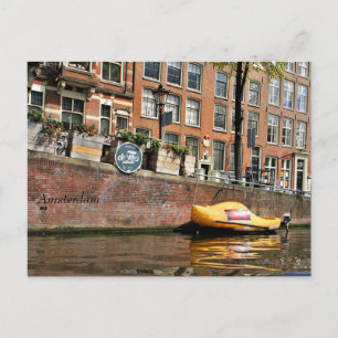 Amsterdam, Canal, Wooden Shoe Boat Postcard
