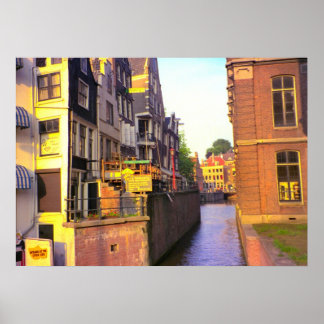 Amsterdam, canals and tall buildings poster