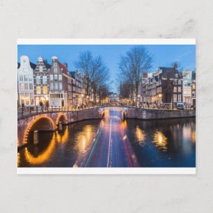 Amsterdam Canals at Night Postcard