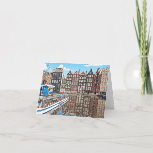 Amsterdam canalside houses greeting card