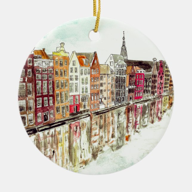 Amsterdam Ceramic Tree Decoration (Front)
