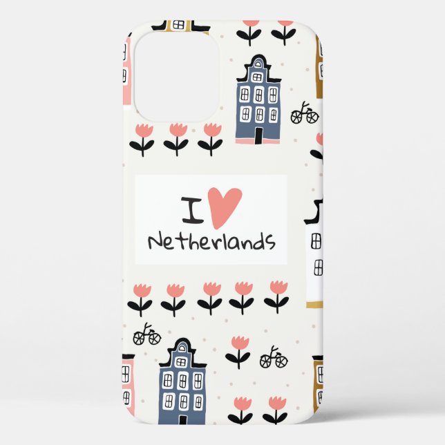 Amsterdam city architecture bicycles tulips seamle Case-Mate iPhone case (Back)