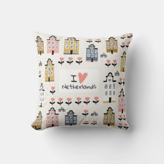 Amsterdam city architecture bicycles tulips seamle cushion
