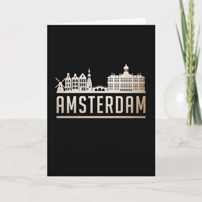 Amsterdam City Cityscape Skyline Funny Gift Idea Card (Front)