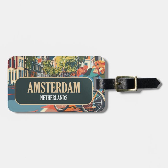 Amsterdam City Decal Luggage Tag (Front Horizontal)