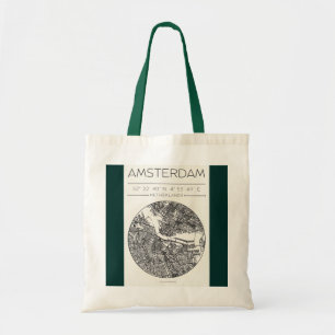 Amsterdam City Map Tote Bag Minimal Travel Design