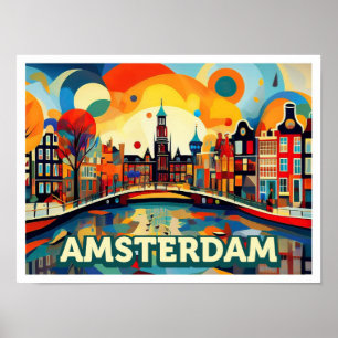Amsterdam City Netherlands artistic colourful Poster