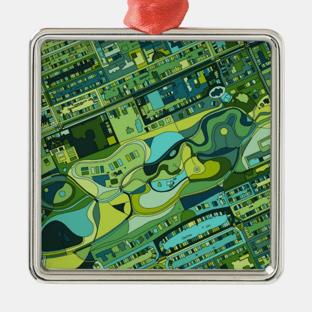 Amsterdam City Structure Map Metal Tree Decoration (Front)