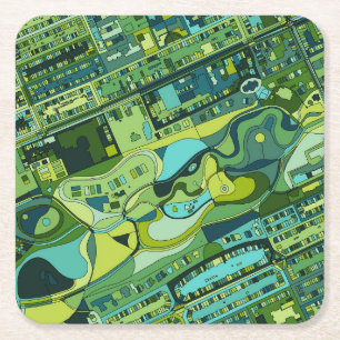 Amsterdam City Structure Map Square Paper Coaster