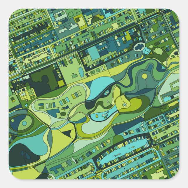 Amsterdam City Structure Map Square Sticker (Front)