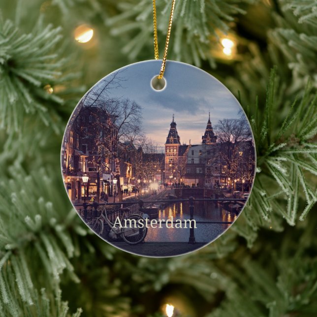 Amsterdam cityscape photograph ceramic tree decoration (Tree)