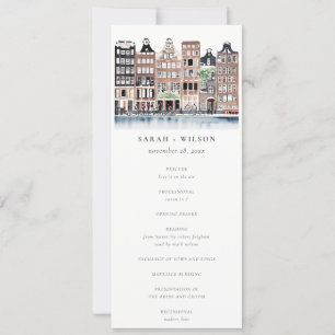 Amsterdam Dutch Canal Landscape Wedding Program Invitation