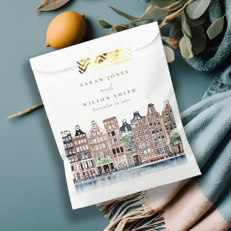 Amsterdam Dutch Canal Watercolor Landscape Wedding Favour Bags