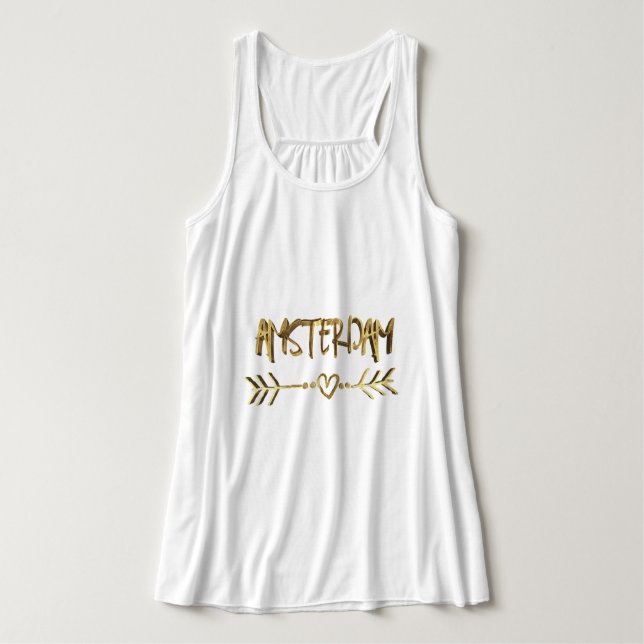 Amsterdam Dutch Love Gold Look Typography Elegant Singlet (Design Front)