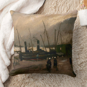 Amsterdam Fishermen's Harbour Storm by Vincent Gog Cushion