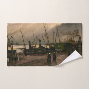 Amsterdam Fishermen's Harbour Storm by Vincent Gog Hand Towel