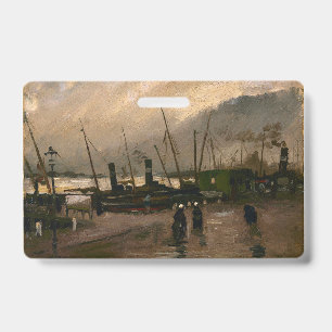 Amsterdam Fishermen's Harbour Storm by Vincent Gog ID Badge