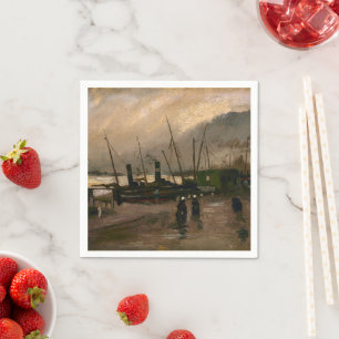 Amsterdam Fishermen's Harbour Storm by Vincent Gog Napkin