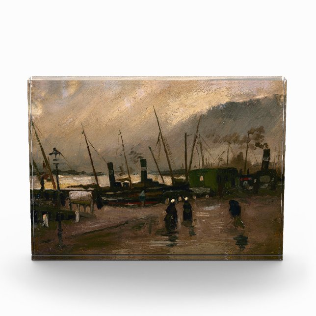 Amsterdam Fishermen's Harbour Storm by Vincent Gog Photo Block (Front)