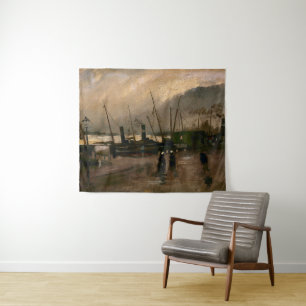 Amsterdam Fishermen's Harbour Storm by Vincent Gog Tapestry