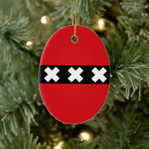Amsterdam Flag Ceramic Tree Decoration