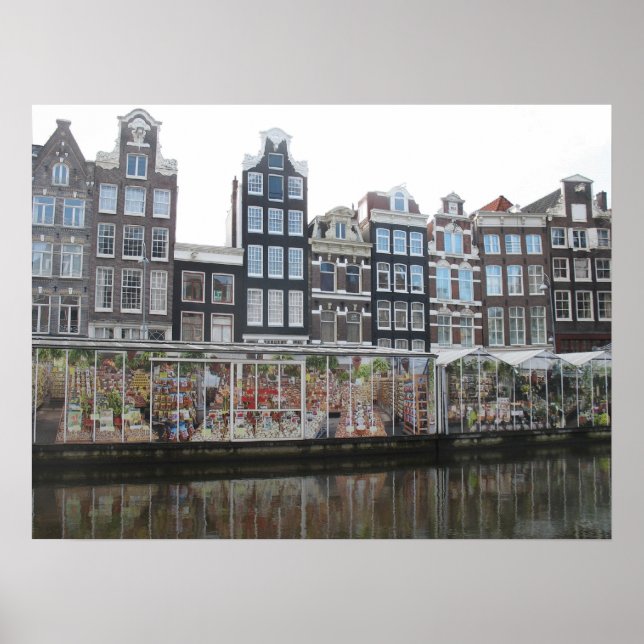 Amsterdam Flower Market Canal Houses Photo Poster (Front)