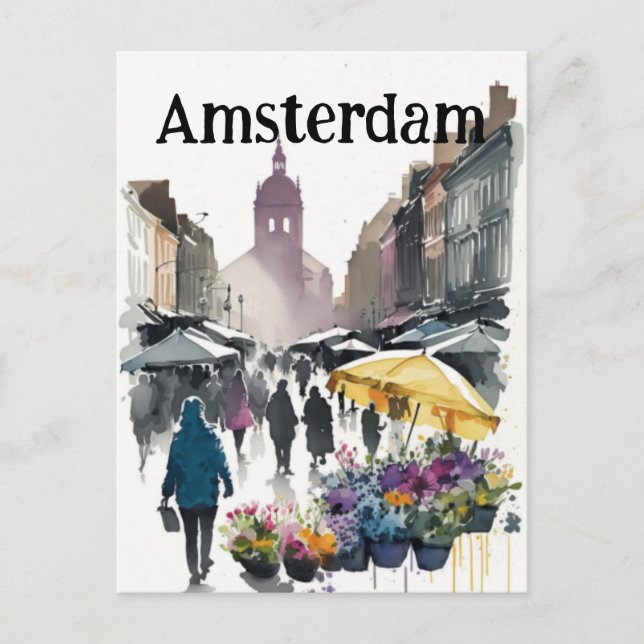 Amsterdam flower market postcard (Front)
