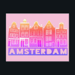 Amsterdam Holland Canal Houses Travel Colourful Postcard<br><div class="desc">Send a message with this sweet whimsical Amsterdam houses pattern art postcard.You can customise it and change or add text too. Add your own text on the back side. Check my shop for lots more colours and patterns! And more matching items too like totes, stickers, magnets, hats and tees. Let...</div>