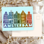 Amsterdam Holland Canal Houses Travel Colourful Postcard<br><div class="desc">Send a message with this sweet whimsical Amsterdam houses pattern art postcard.You can customise it and change or add text too. Add your own text on the back side. Check my shop for lots more colours and patterns! And more matching items too like totes, stickers, magnets, hats and tees. Let...</div>