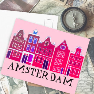 Amsterdam Holland Canal Houses Travel Europe Postcard