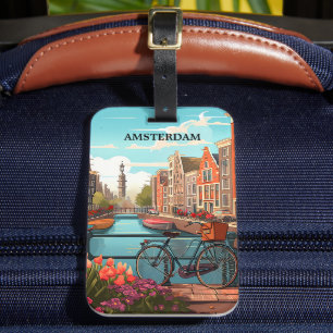 Amsterdam Holland Canal View Luggage Tag