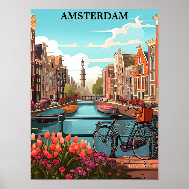 Amsterdam Holland Canal View Poster (Front)