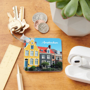 Amsterdam Holland Houses Travel souvenir Key Ring