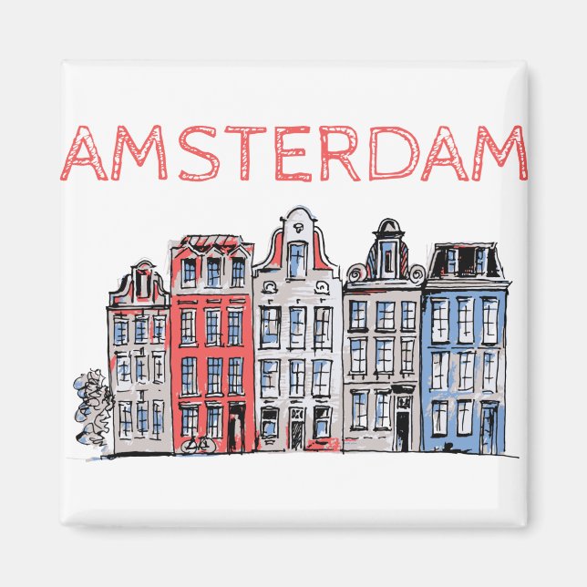 Amsterdam Holland Leaning Houses Magnet (Front)