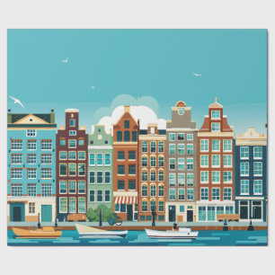 Amsterdam Holland -theme Dutch Architecture  Wrapping Paper
