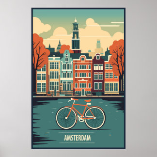 Amsterdam, Holland, Travel Poster