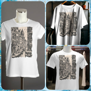 Amsterdam Holland Vintage Canal Houses Travel  T-Shirt