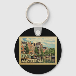 Amsterdam Holland Vintage Travel Key Ring