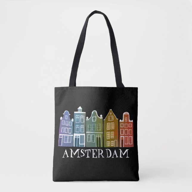 Amsterdam Houses Dutch Village Colourful Tote Bag (Front)