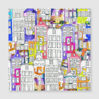 Amsterdam Houses: Watercolor Seamless Pattern