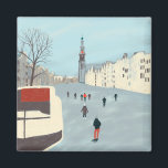 Amsterdam ice skating on the canals in winter magnet<br><div class="desc">Sometimes it gets so cold in Amsterdam that you can ice skate on the canals! Check out this illustration! You can always add your own text. Let me know if you'd like something custom made. If you buy it, thank you! Be sure to share a pic on Instagram of it...</div>
